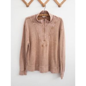 Jane & Delancey Three-Quarter Zip Long Sleeve Shirt, Size XL